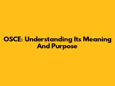 OSCE: Understanding Its Meaning And Purpose